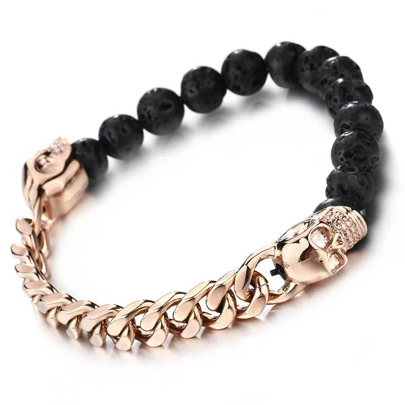 Natural Stone Bead Skull Chain Bracelet sold by Karaku product image thumbnail 4