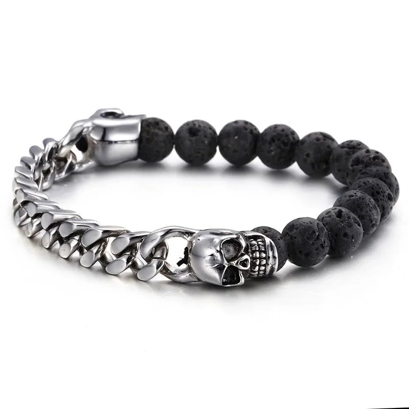 Natural Stone Bead Skull Chain Bracelet sold by Karaku product image thumbnail 2