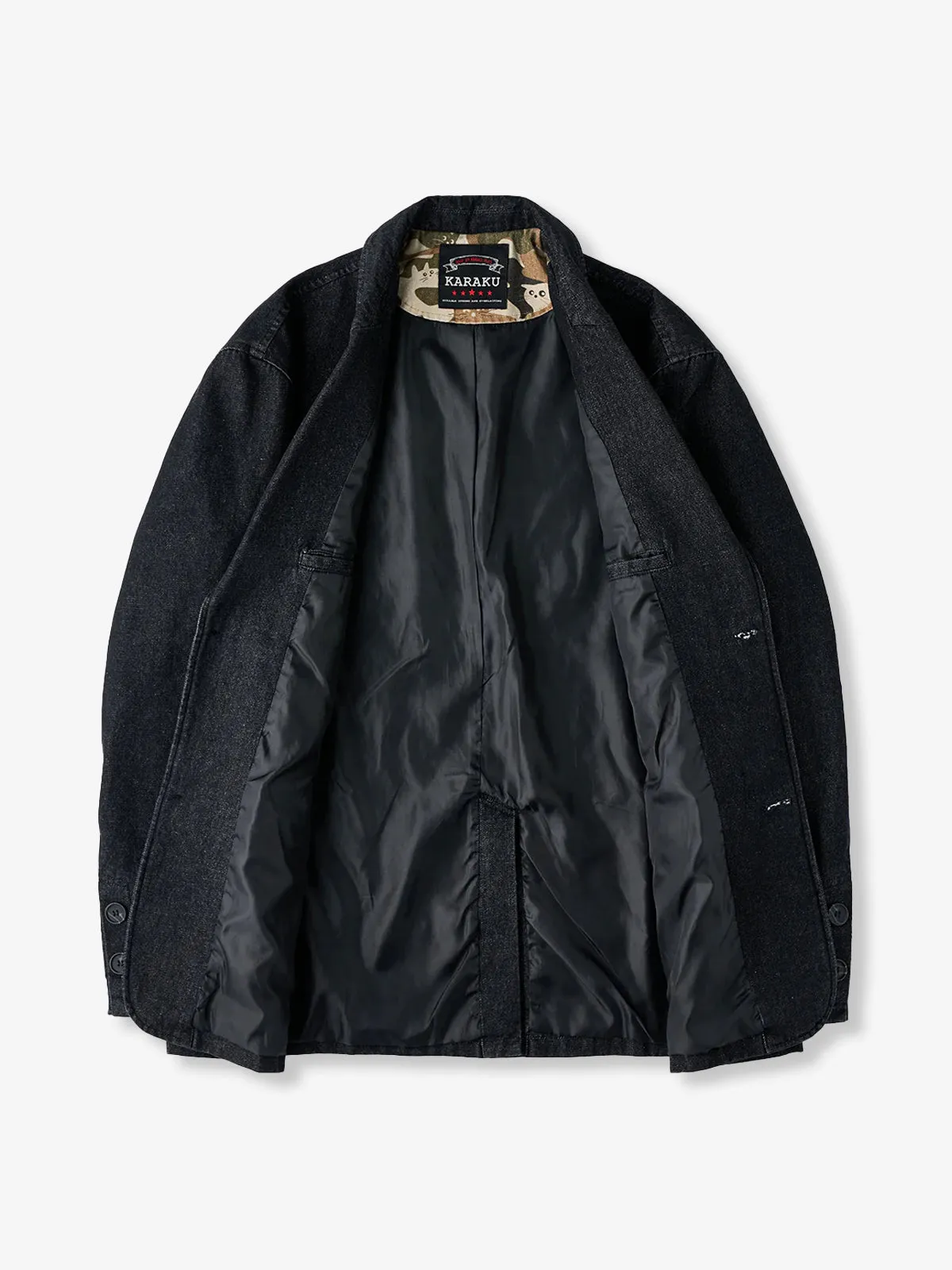 Cat Camo Trim Cotton Denim Tailored Jacket sold by Karaku product image thumbnail 3