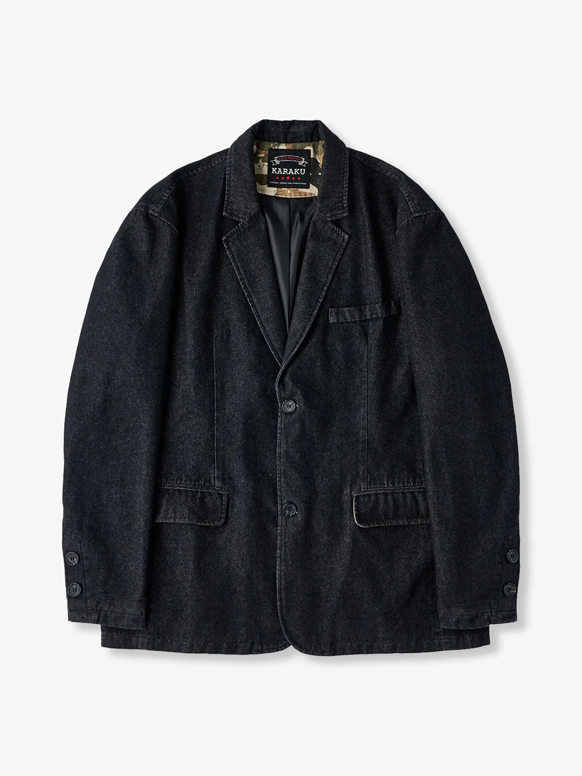 Cat Camo Trim Cotton Denim Tailored Jacket sold by Karaku