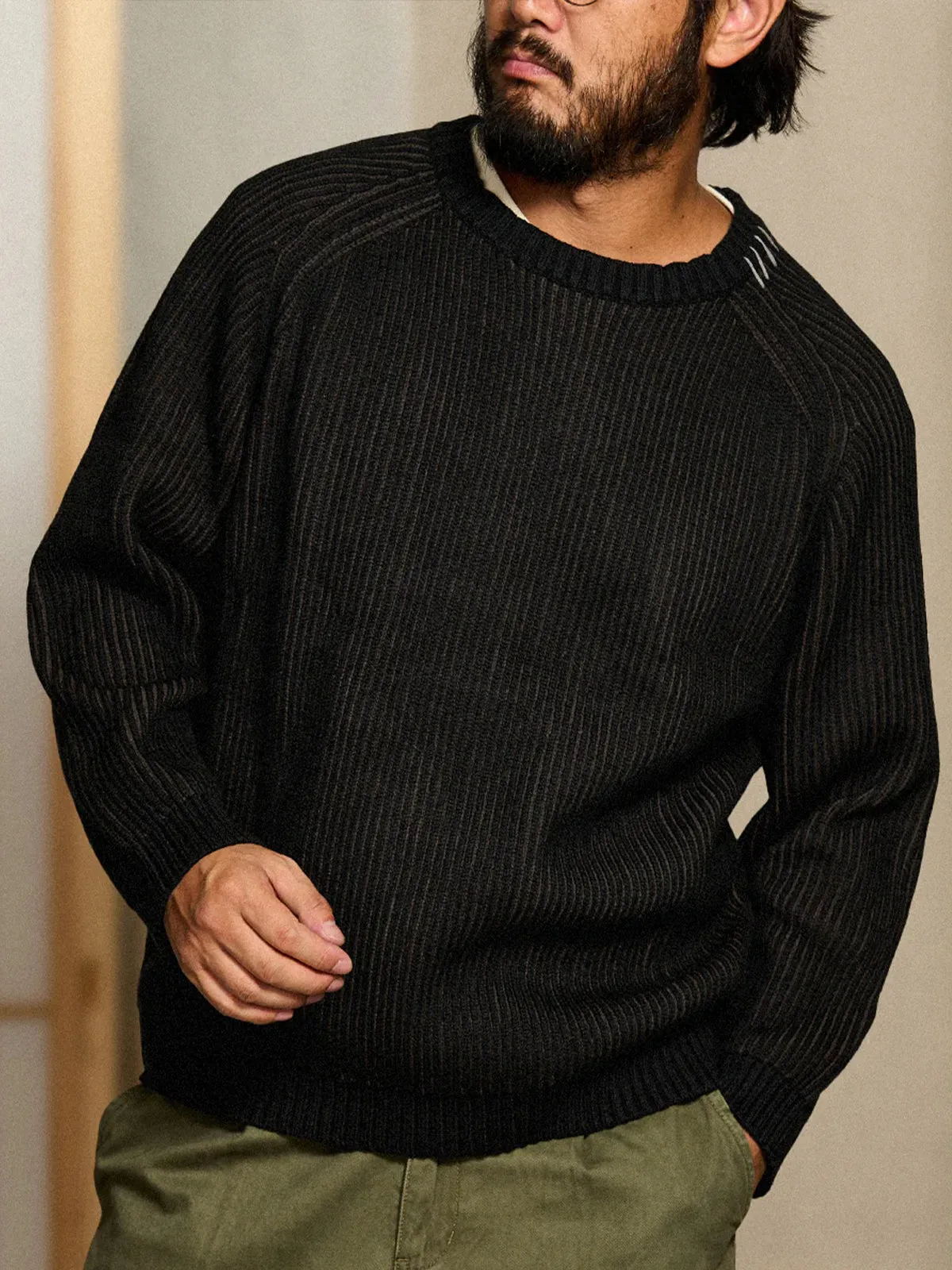 Two-Tone British Rib-Knit Sweater sold by Karaku product image thumbnail 3