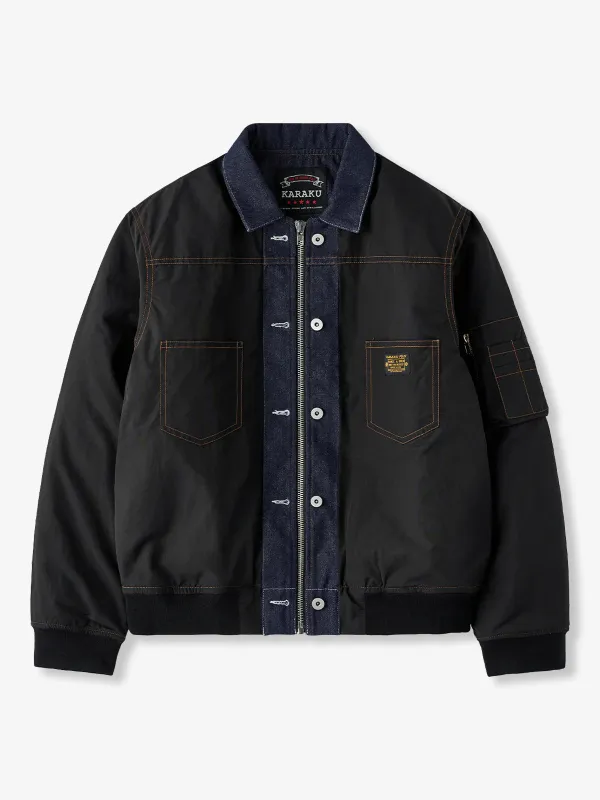 [Pre-Order] MA-1 Sleeve Pocket Mixed-Fabric Padded Jacket with Layered Design sold by Karaku