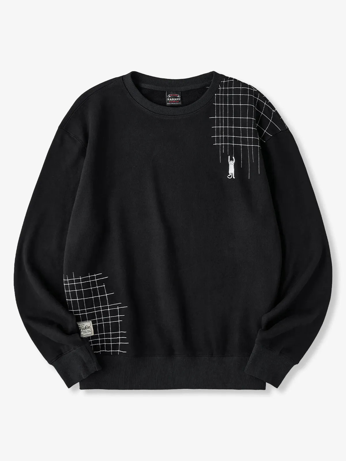 “Scratching Cat” Sashiko Embroidered Sweatshirt sold by Karaku