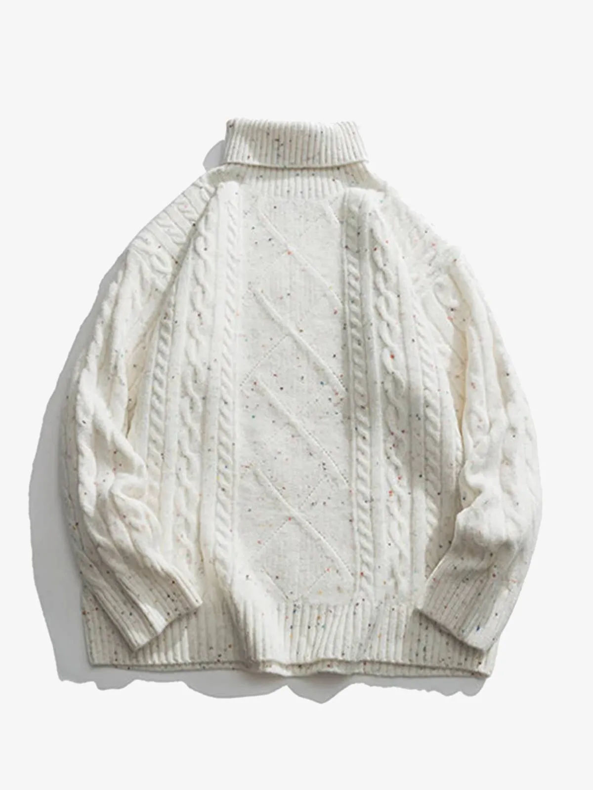 Mixed Color Cable Knit Turtleneck Sweater sold by Karaku