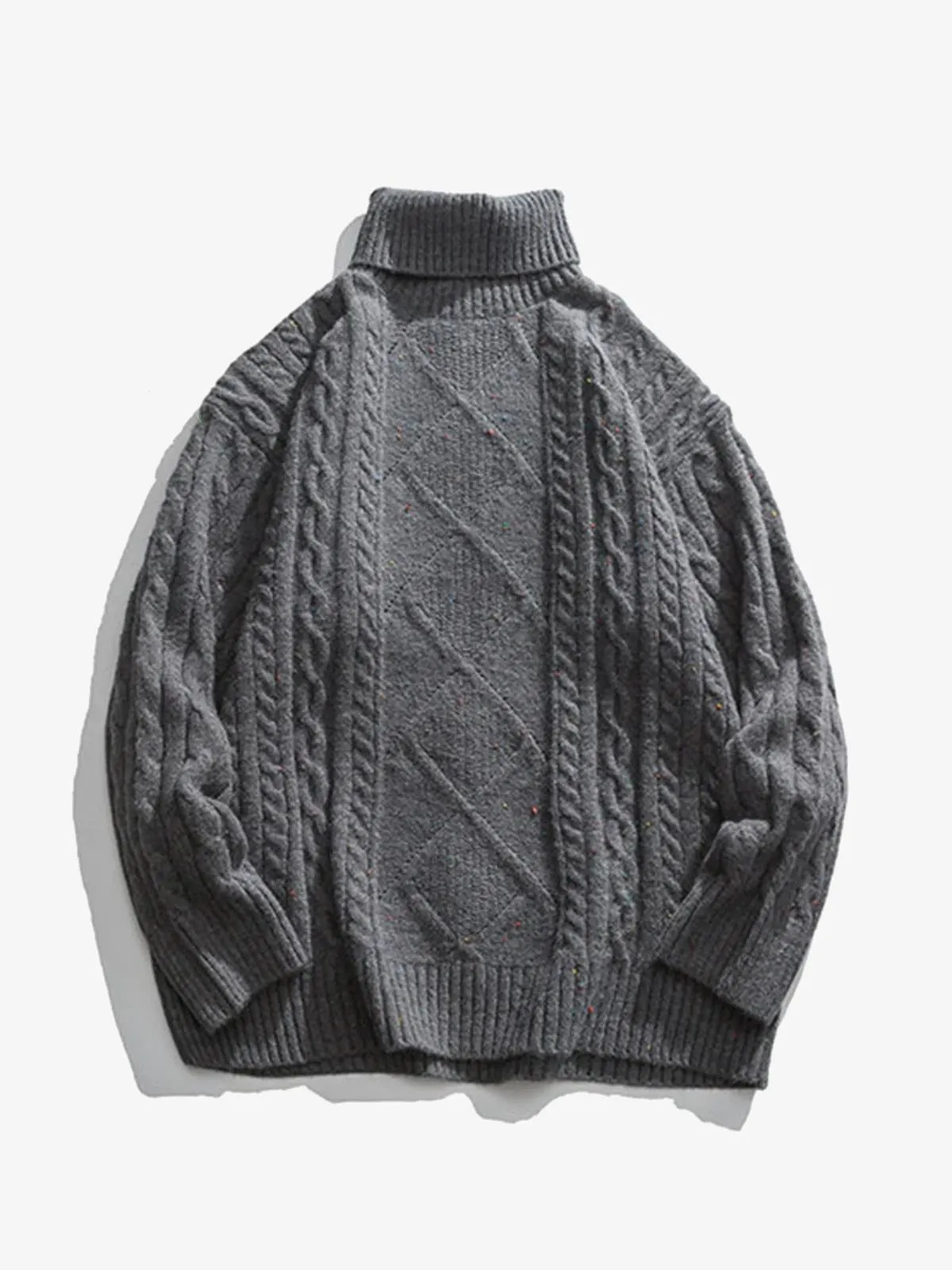 Mixed Color Cable Knit Turtleneck Sweater sold by Karaku product image thumbnail 2