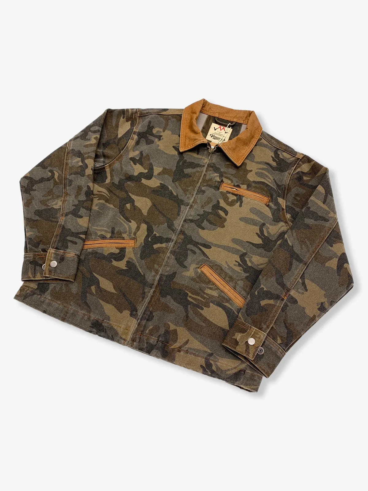 Detroit Camouflage Washed Canvas Jacket with Contrast Collar sold by Karaku product image thumbnail 3