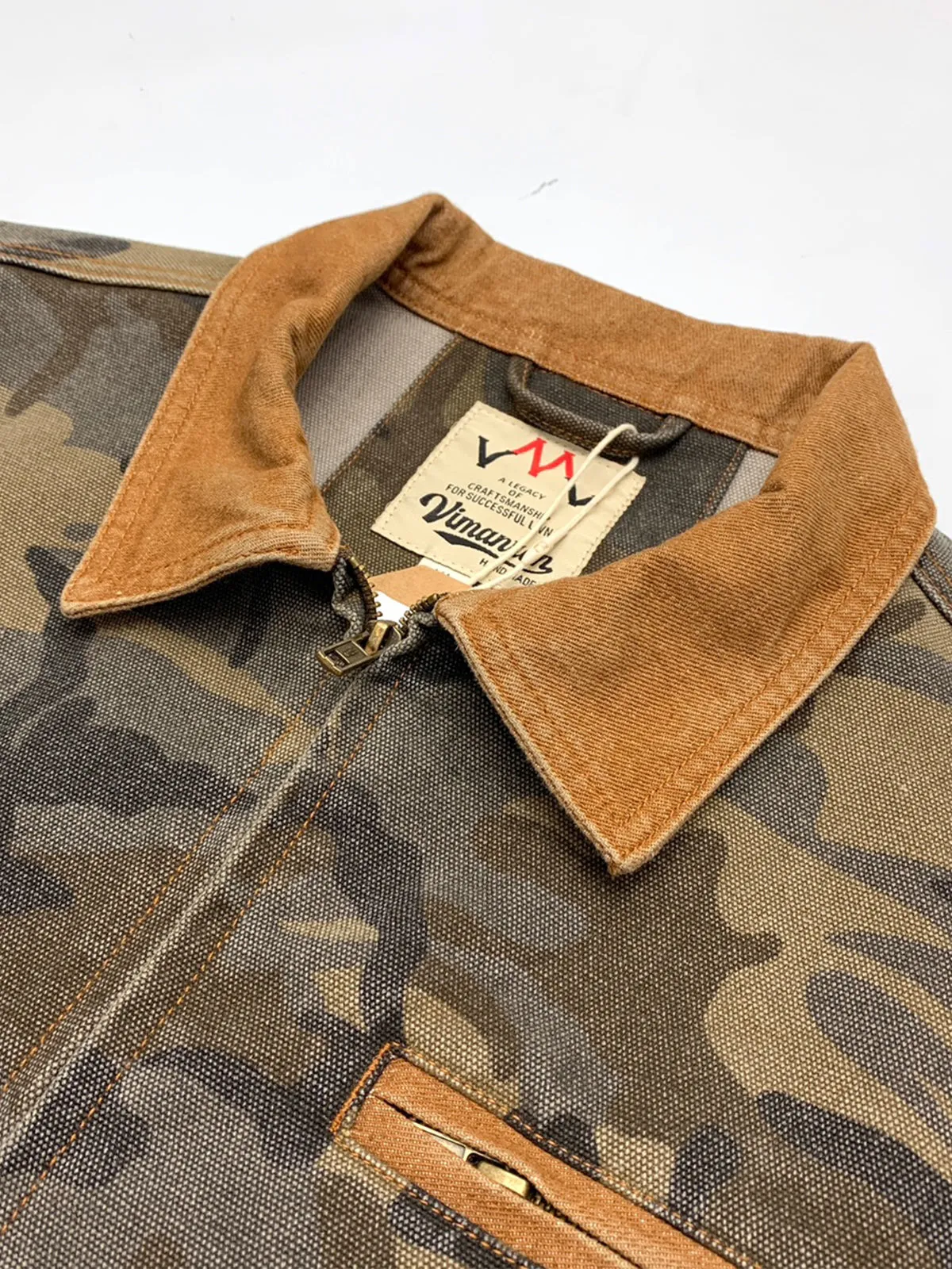 Detroit Camouflage Washed Canvas Jacket with Contrast Collar sold by Karaku product image thumbnail 4