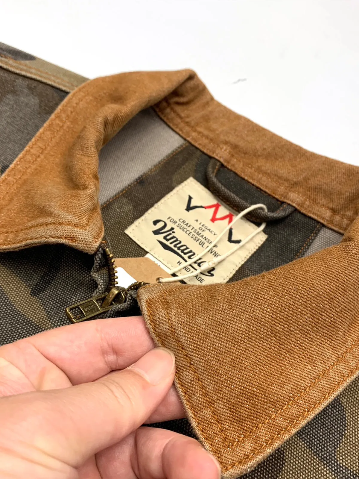 Detroit Camouflage Washed Canvas Jacket with Contrast Collar sold by Karaku product image thumbnail 5