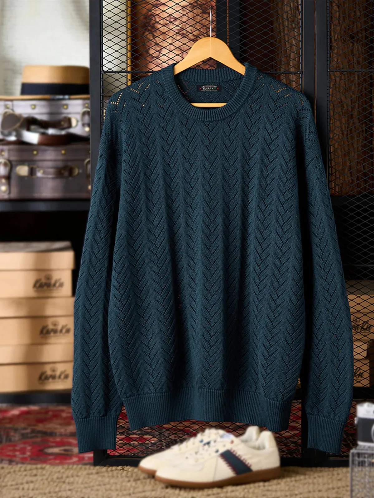 Openwork Knit Drop Shoulder Sweater sold by Karaku product image thumbnail 3