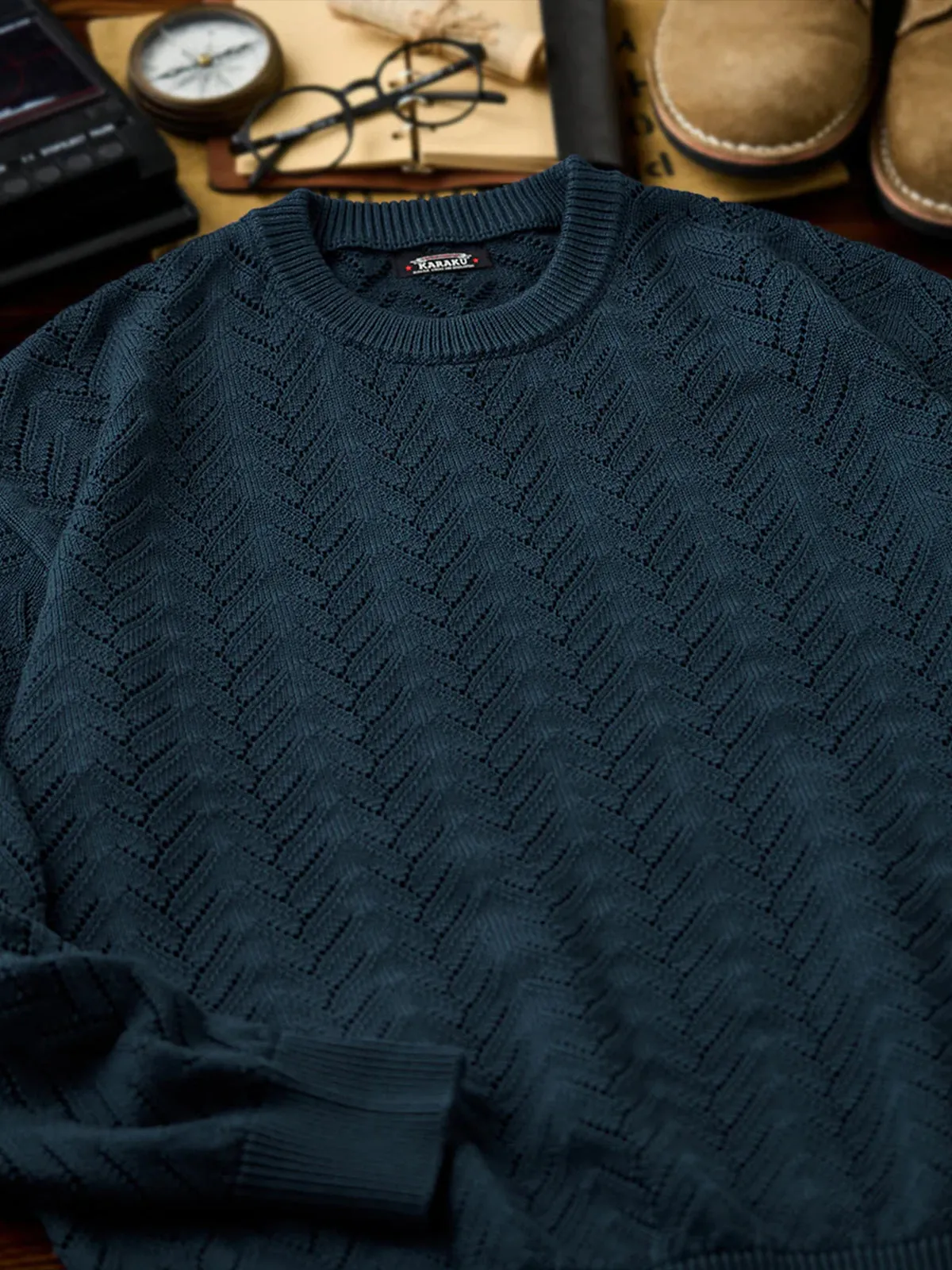 Openwork Knit Drop Shoulder Sweater sold by Karaku product image thumbnail 4
