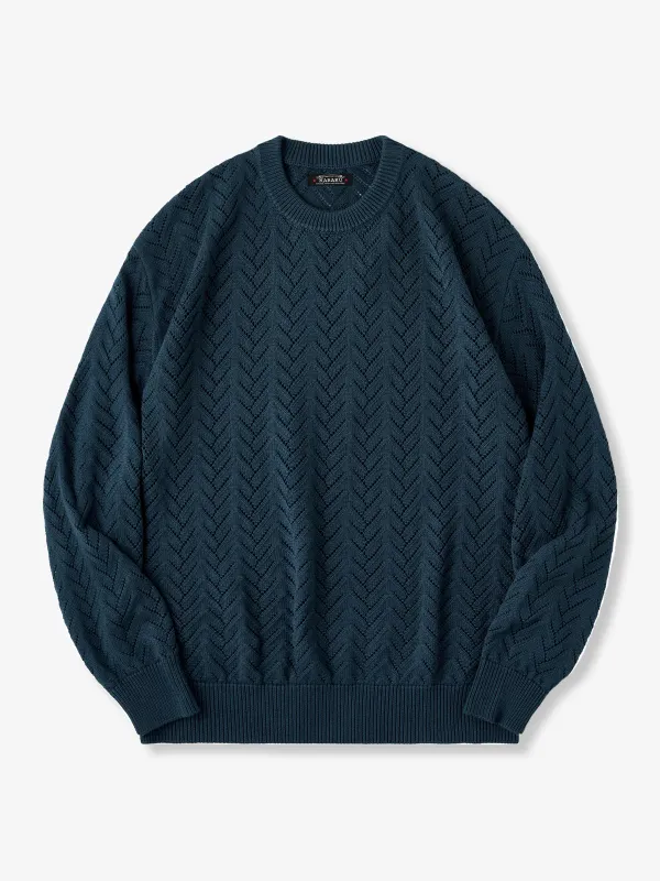 Openwork Knit Drop Shoulder Sweater made by Karaku