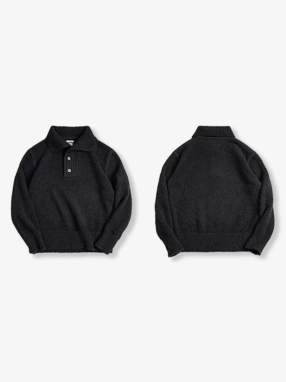 812g Heavyweight Loop Yarn Polo Collar Knit Sweater sold by Karaku product image thumbnail 3