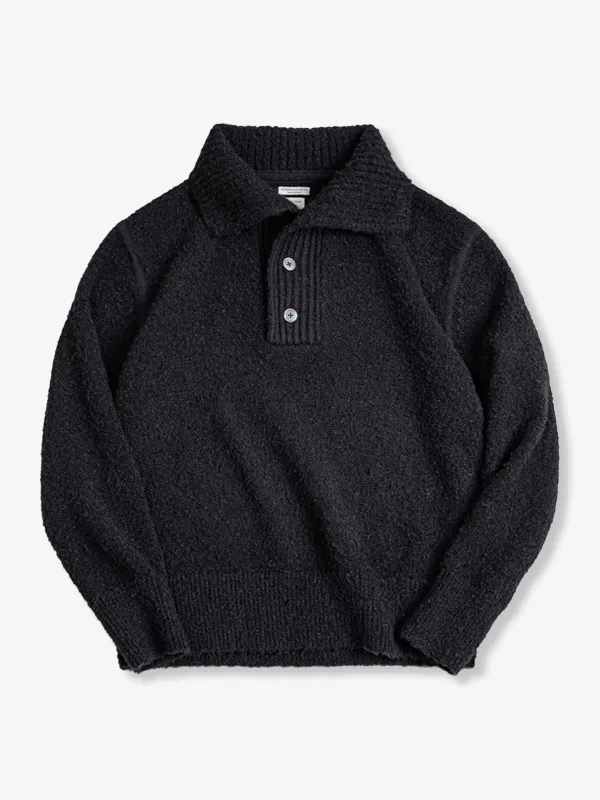 812g Heavyweight Loop Yarn Polo Collar Knit Sweater sold by Karaku