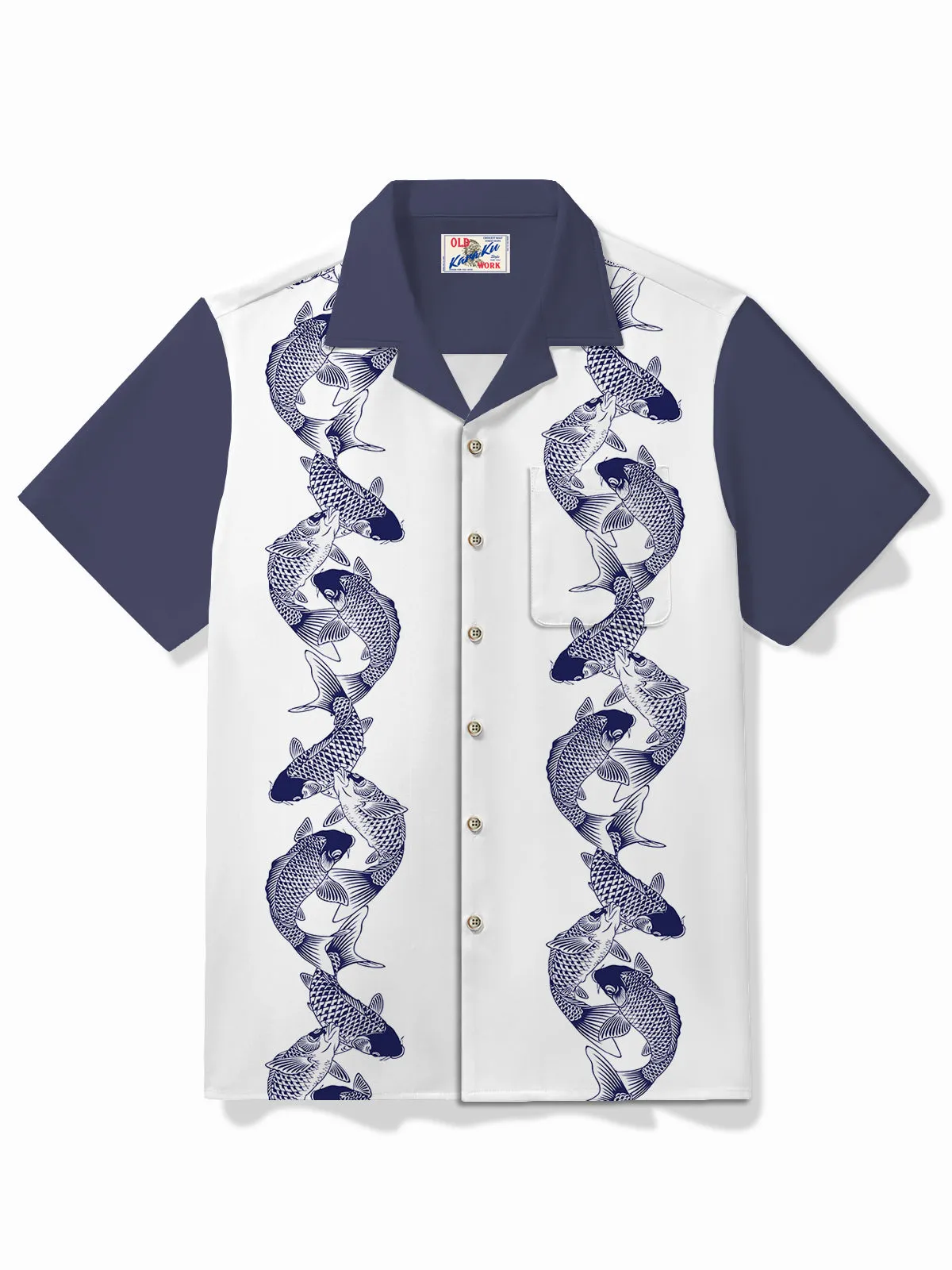 Retro Koi Design Cotton Bowling Shirt sold by Karaku