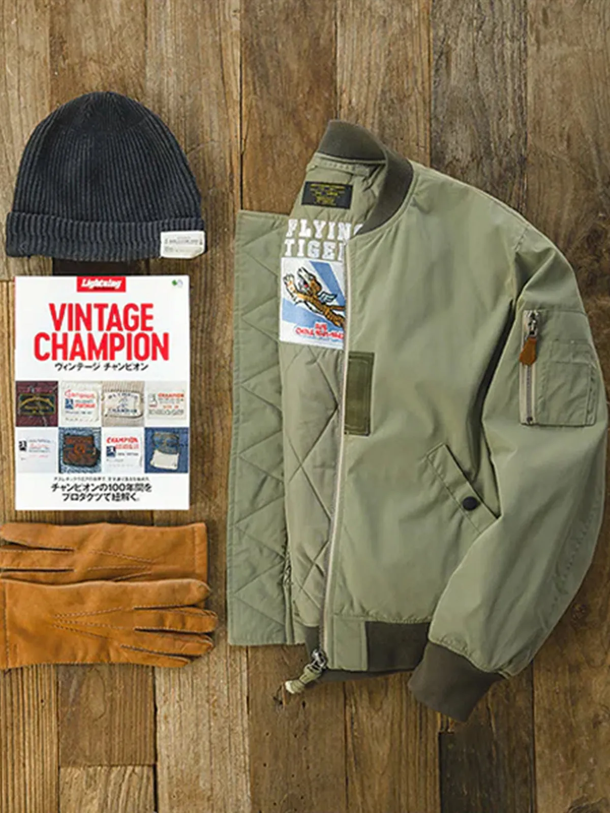 Quilted Lining Padded MA-1 Flight Jacket sold by Karaku product image thumbnail 3