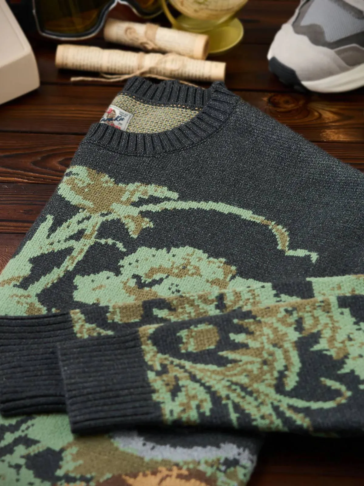 Snake & Skull Crew Neck Jacquard Knitted Sweater sold by Karaku product image thumbnail 5
