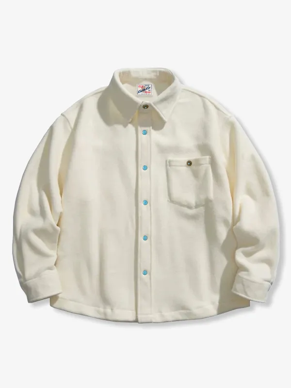 Brushed Fleece Shirt with Turquoise-Style Buttons sold by Karaku