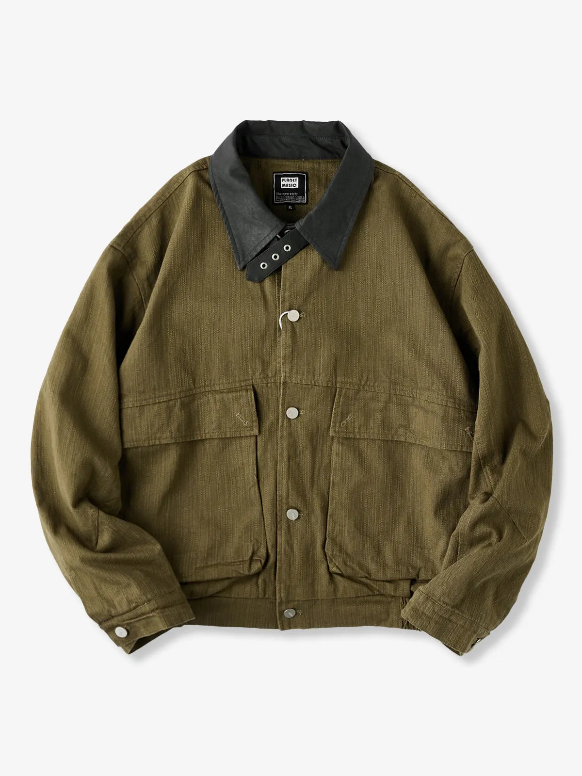 Mixed-Material Hunting Jacket with Leather-Effect Collar sold by Karaku product image thumbnail 3