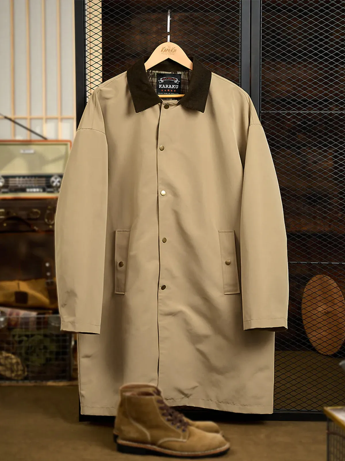 Corduroy Collar Functional Balmacaan Coat sold by Karaku product image thumbnail 3