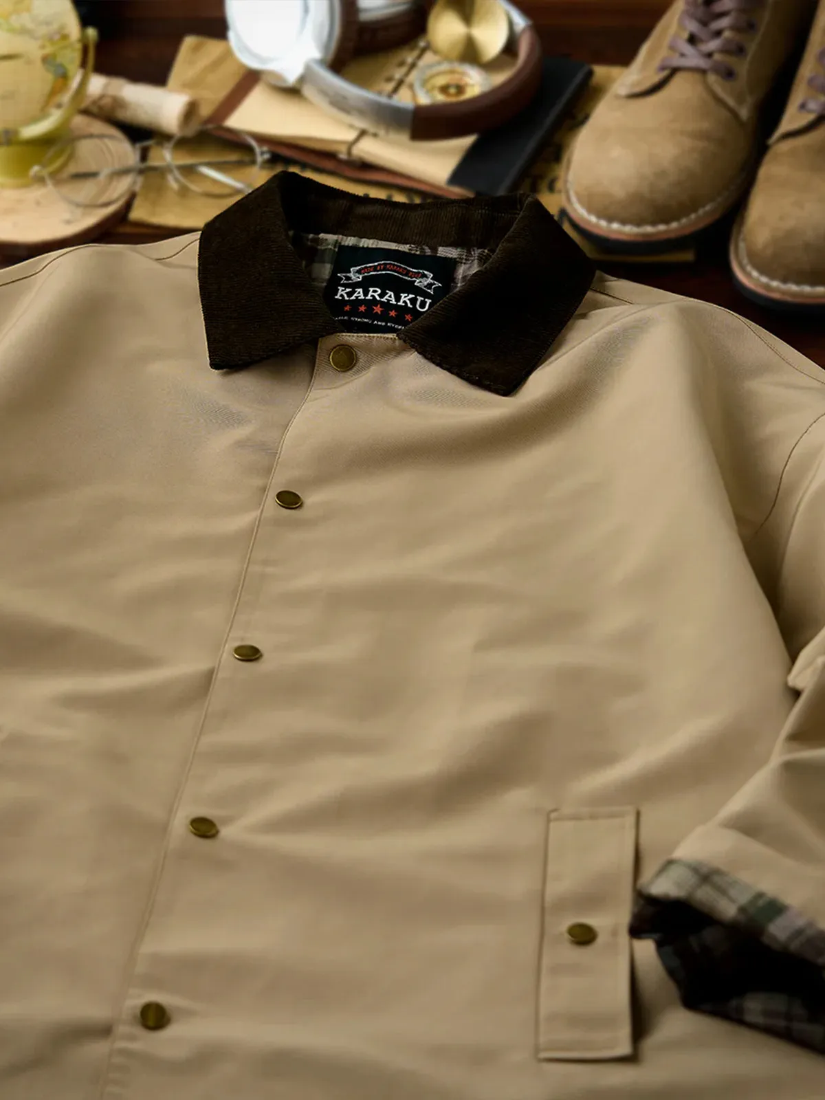 Corduroy Collar Functional Balmacaan Coat sold by Karaku product image thumbnail 4