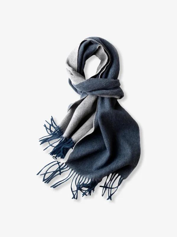 Bicolor Wool Fringe Scarf – 4 Colors sold by Karaku