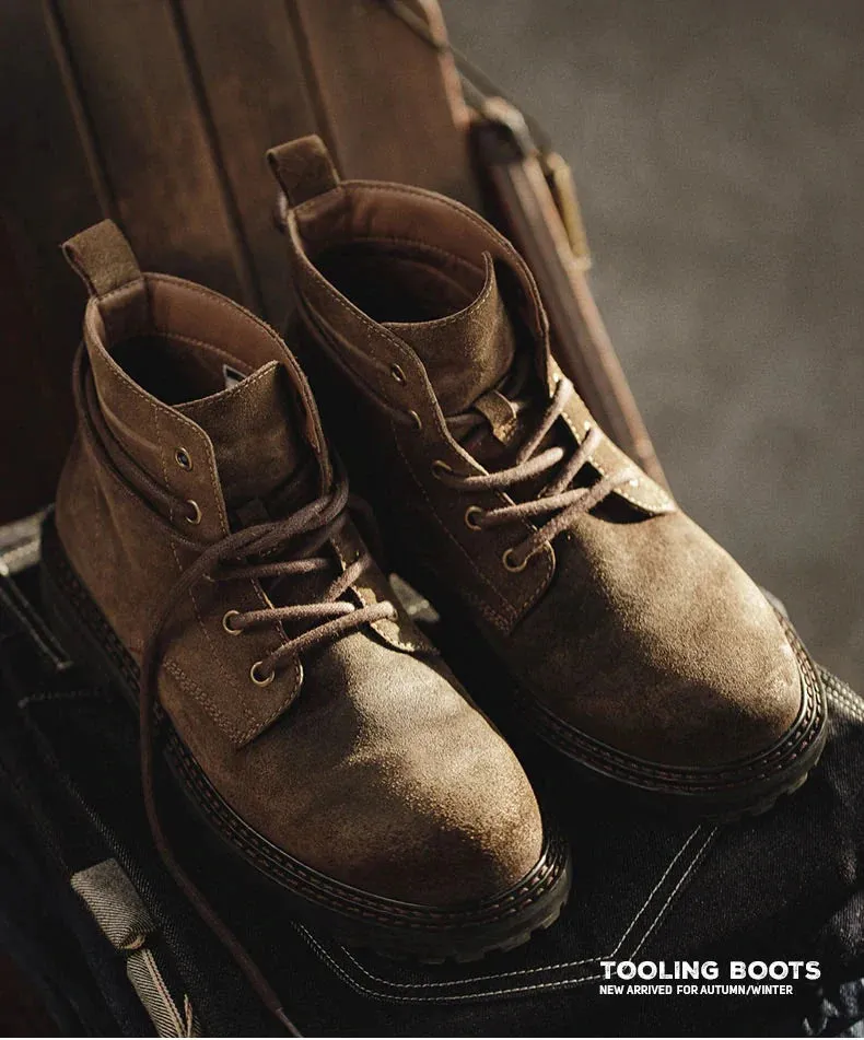 Retro Leather Work Boots sold by Karaku product image thumbnail 3