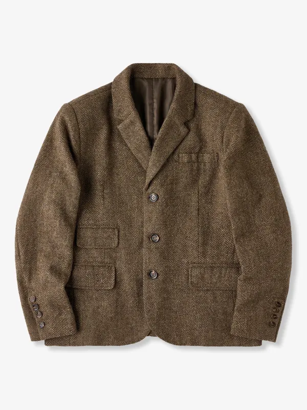 [Pre-Order] Wool-Blend Herringbone Tweed Tailored Jacket sold by Karaku