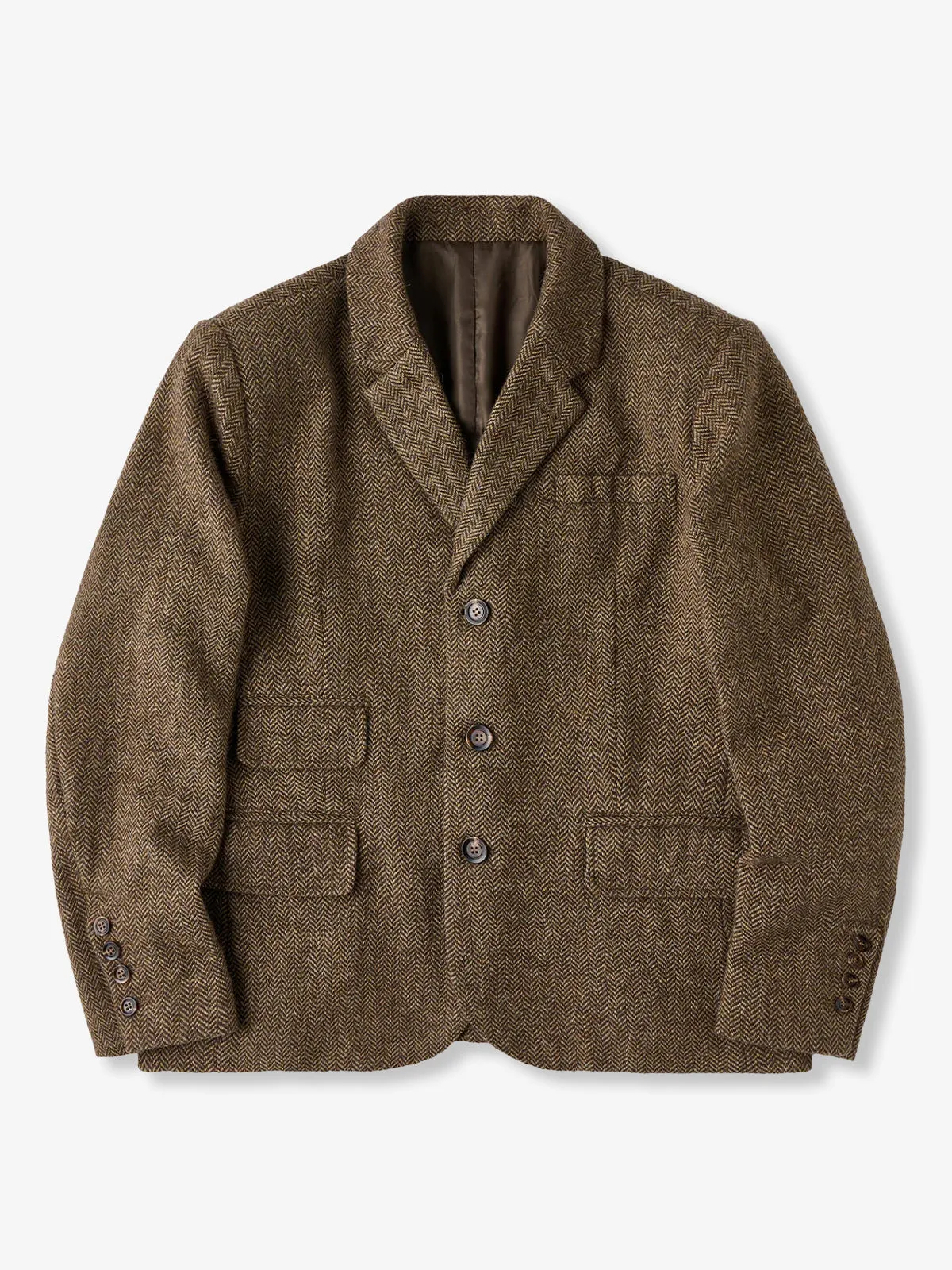 Wool-Blend Herringbone Tweed Tailored Jacket sold by Karaku