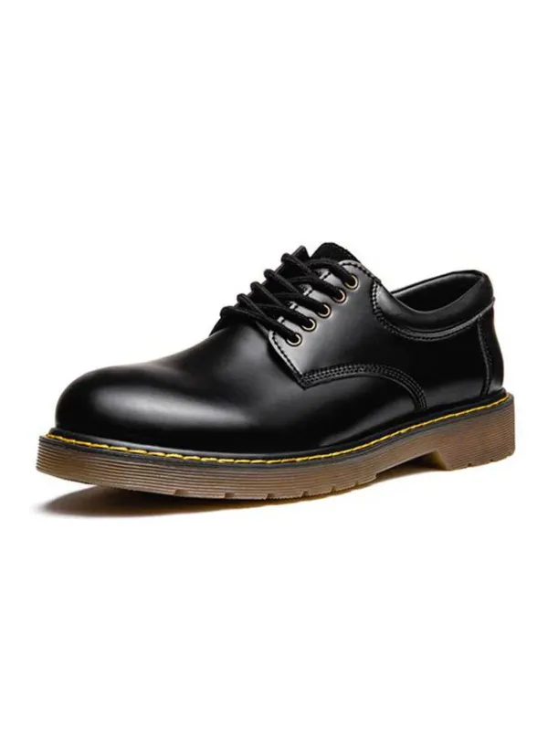 Black Genuine Leather Work Shoes sold by Karaku