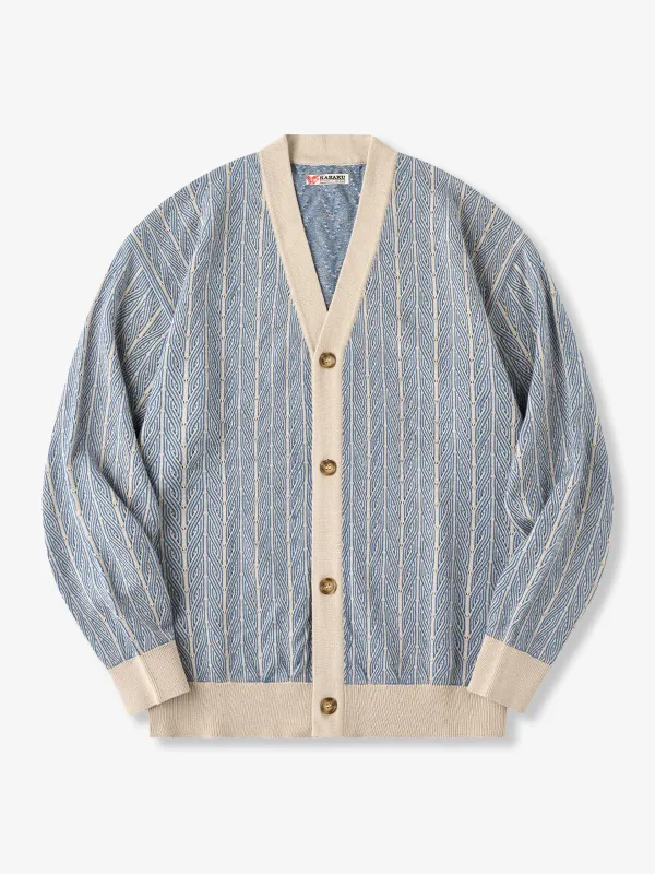 Cable Pattern Jacquard V-Neck Knit Cardigan sold by Karaku