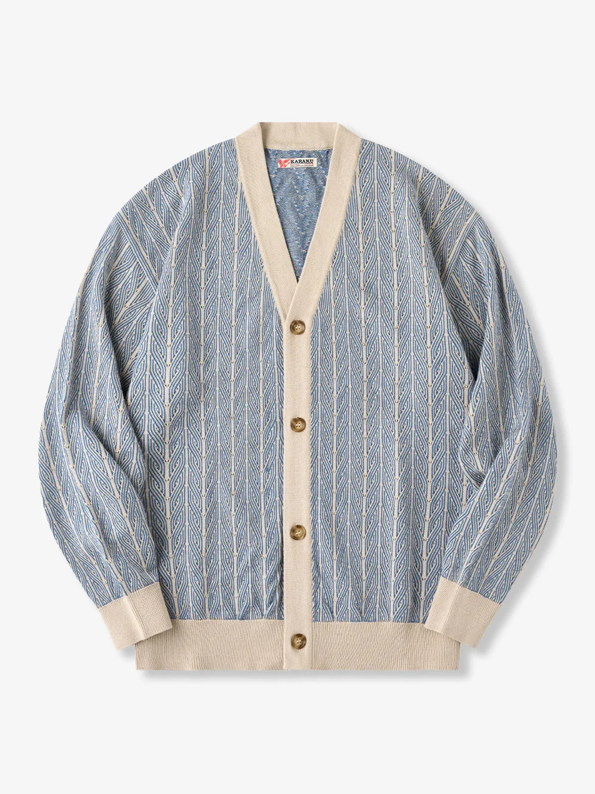 Cable Pattern Jacquard V-Neck Knit Cardigan sold by Karaku