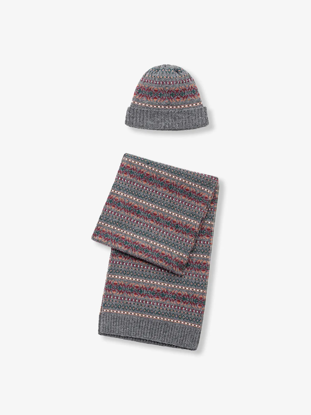 Fair Isle Knit Scarf & Beanie Set sold by Karaku product image thumbnail 2