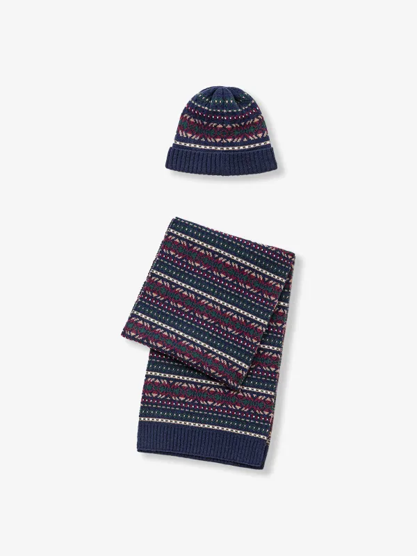 Fair Isle Knit Scarf & Beanie Set sold by Karaku
