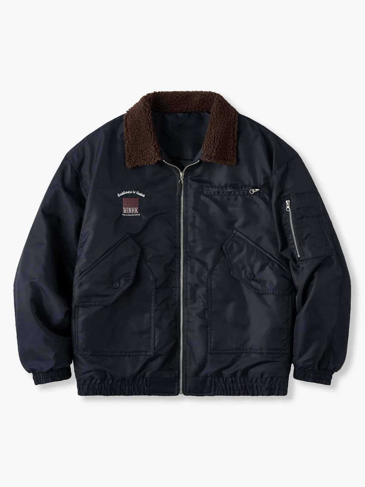 Sherpa Collar MA-1 Quilted Flight Jacket sold by Karaku