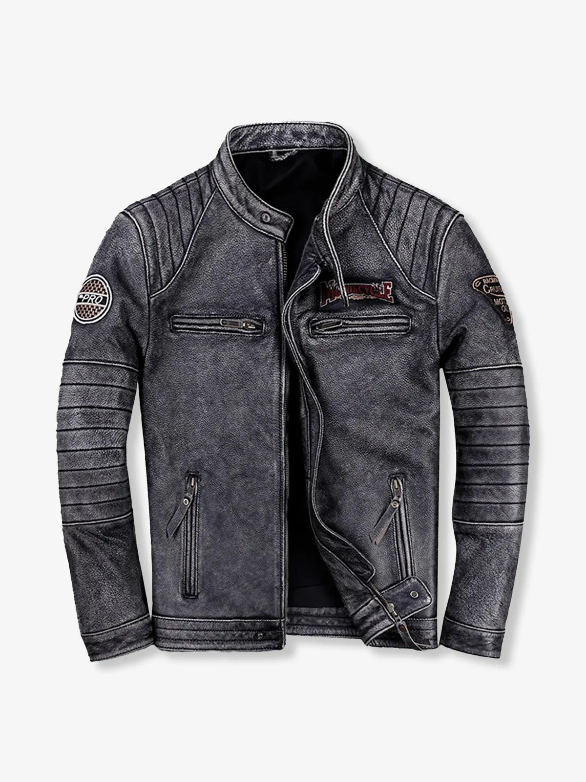 Vintage-Washed or Classic Cut Leather Jacket sold by Karaku product image thumbnail 2