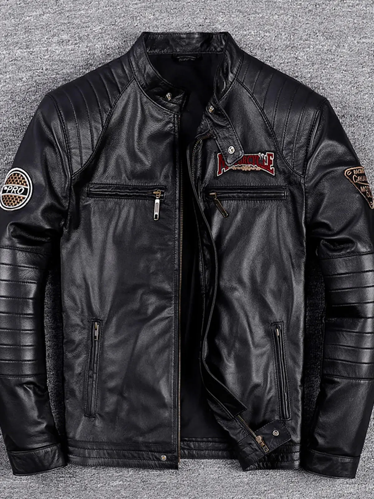 Vintage-Washed or Classic Cut Leather Jacket sold by Karaku product image thumbnail 3