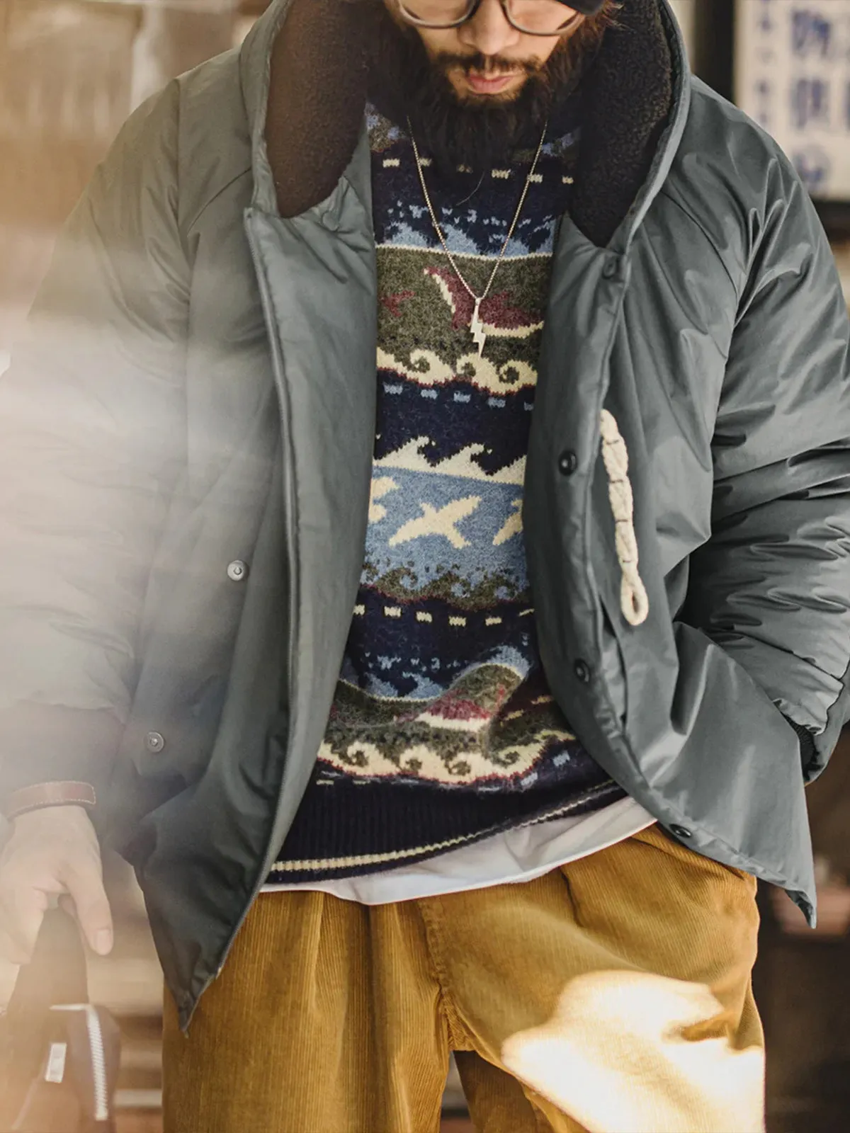 Modified N-3B Military Parka Jacket with Contrast Elbow Patches sold by Karaku product image thumbnail 5