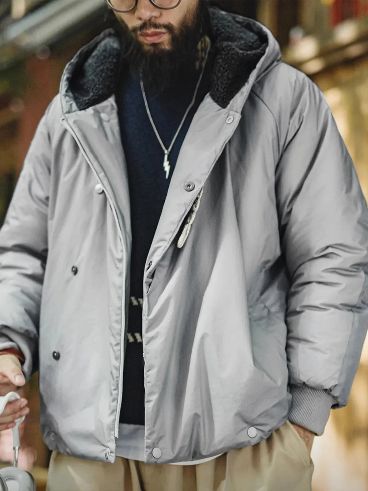 Modified N-3B Military Parka Jacket with Contrast Elbow Patches sold by Karaku product image thumbnail 4