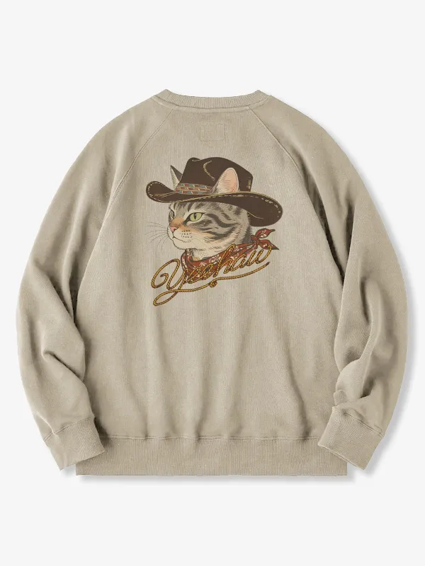 Cowboy Cat Fleece-Lined Graphic Sweatshirt made by Karaku