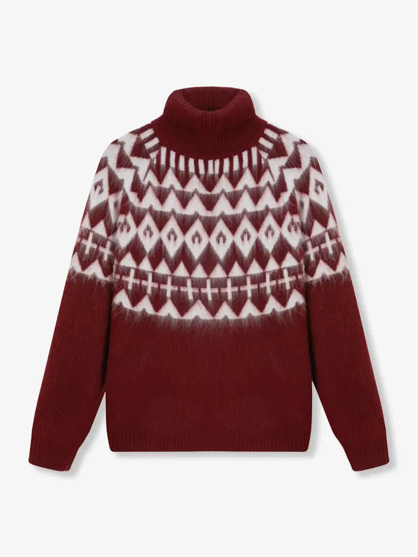 Fair Isle Jacquard Heavyweight High-Neck Pullover Knit Sweater sold by Karaku