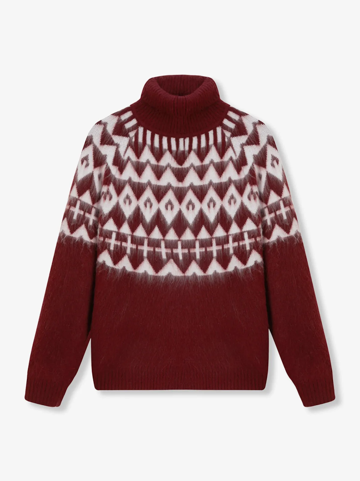 Fair Isle Jacquard Heavyweight High-Neck Pullover Knit Sweater sold by Karaku