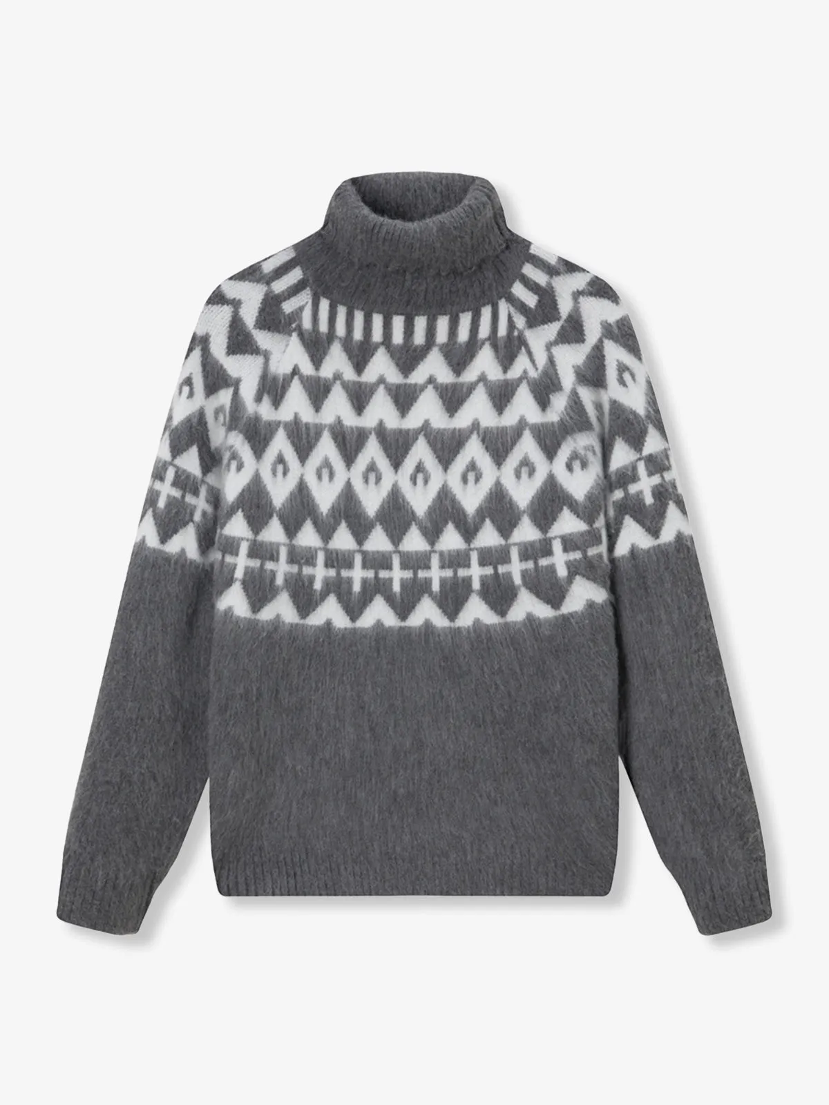 Fair Isle Jacquard Heavyweight High-Neck Pullover Knit Sweater sold by Karaku product image thumbnail 2