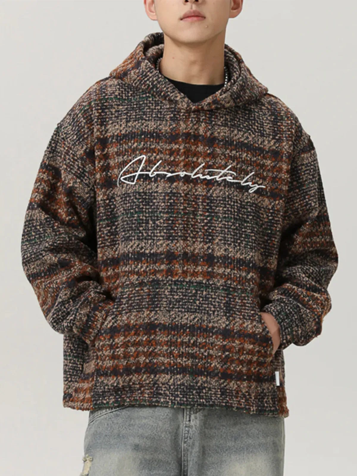 Embroidered Wool-Blend Tweed Check Hoodie sold by Karaku product image thumbnail 4