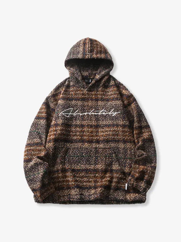 Embroidered Wool-Blend Tweed Check Hoodie sold by Karaku