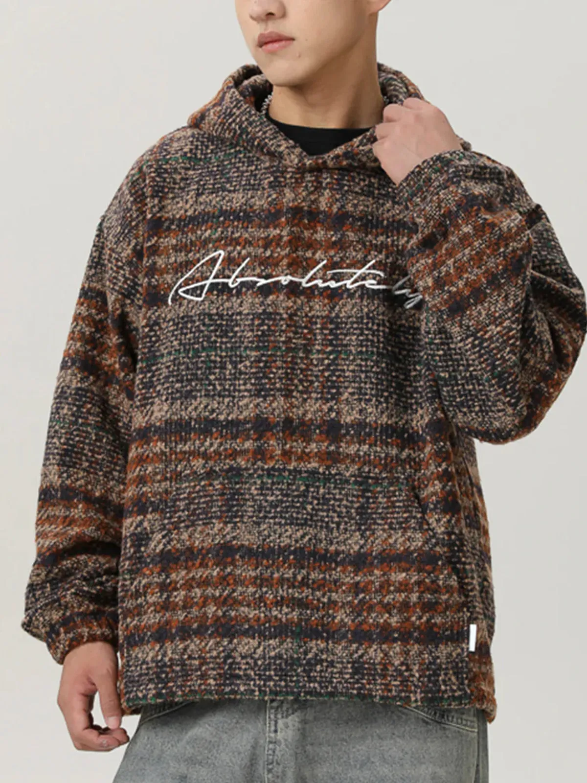 Embroidered Wool-Blend Tweed Check Hoodie sold by Karaku product image thumbnail 5