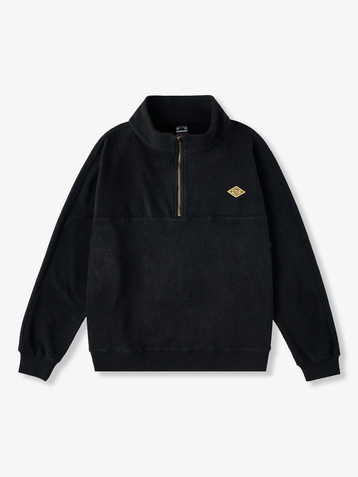 "STAY TRUE" Patch Half-Zip High-Neck Fleece Sweatshirt sold by Karaku product image thumbnail 2