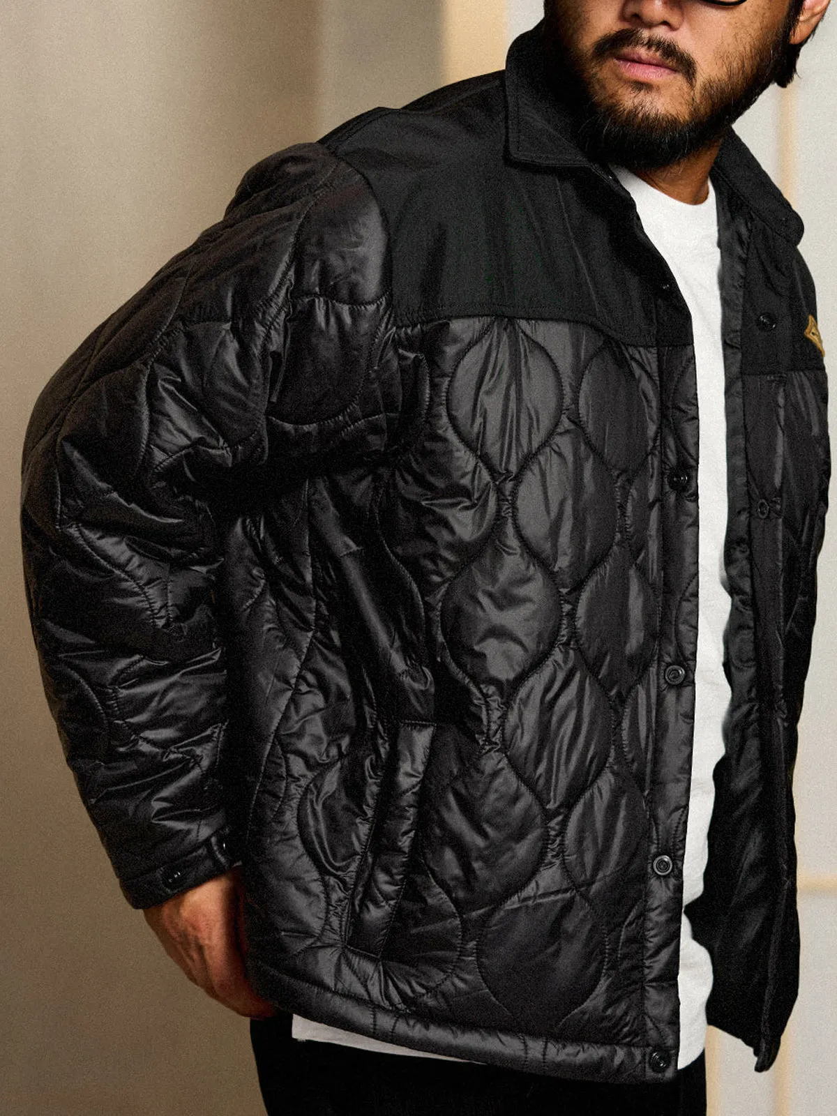 “STAY TRUE” Quilted Coach Jacket with Embroidered Patch sold by Karaku product image thumbnail 5