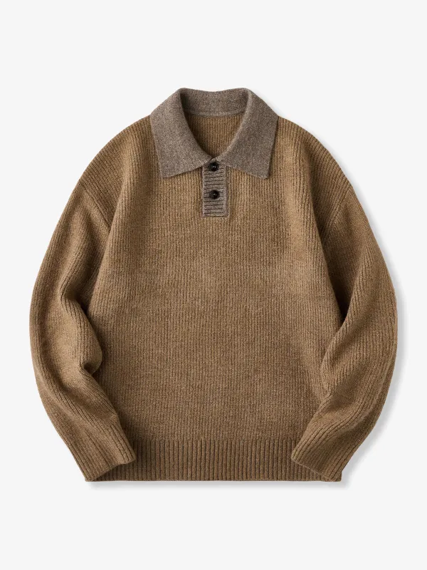 590g Heavyweight Polo-Collar Knit Sweater sold by Karaku