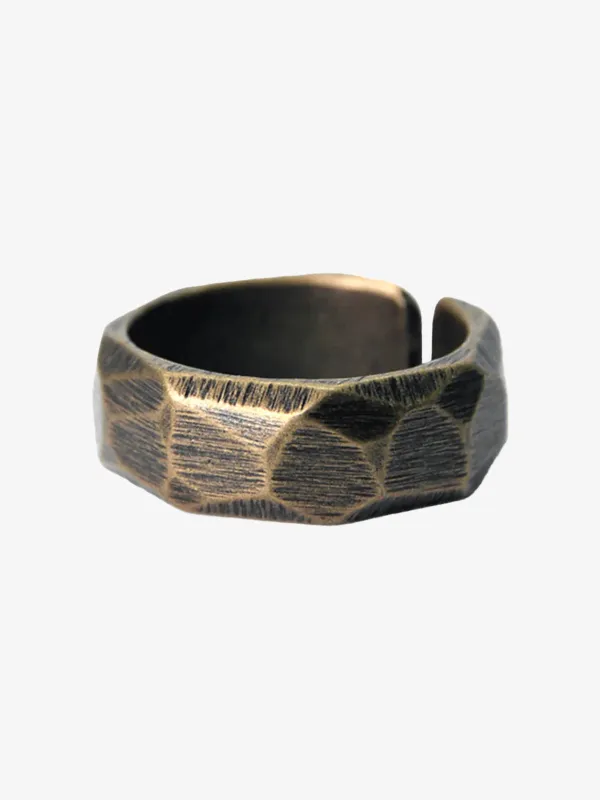 Handcrafted Multi-Faceted Open Ring in Red Copper & Brass sold by Karaku