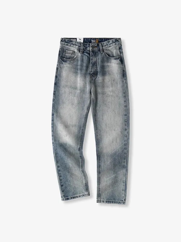 Washed & Distressed Straight Denim Pants sold by Karaku